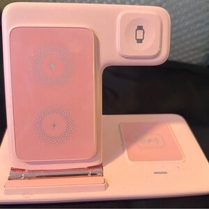 Pink 3-in-1 Wireless Charging Stand - Compatible Phone Case Accessory
